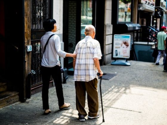 Couple on a walk outside